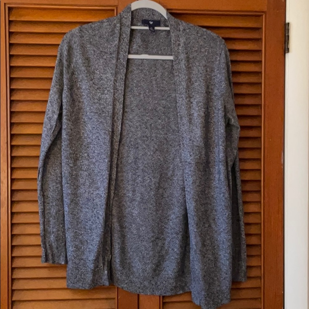 Navy and white cardigan from Gap Factory